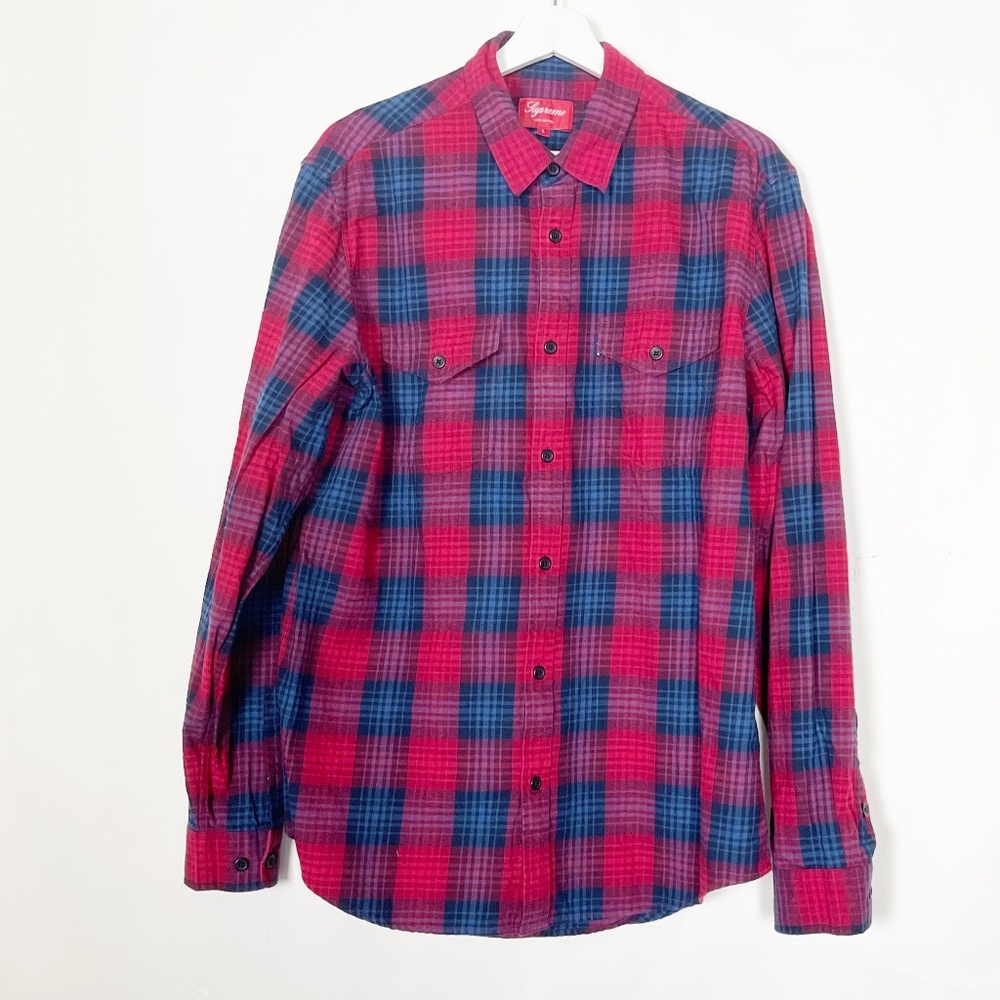 Supreme Men's Shirt Button Down Flannel Cotton Sz Large L New w/o Tag NWOT RARE!